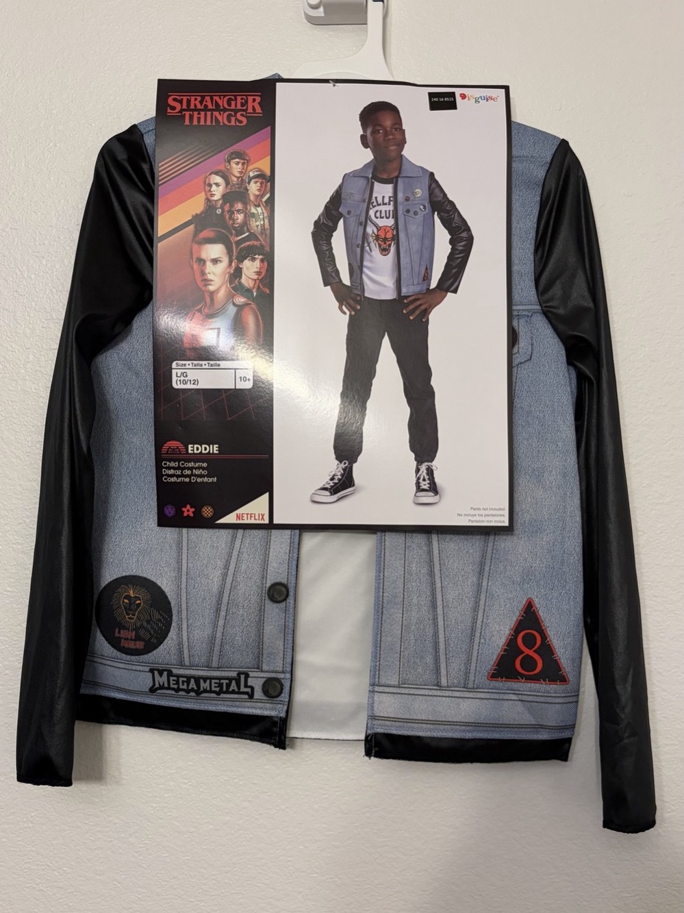 Stranger Things Eddie Munson Costume Jacket Boys Large Blue & Black NWT